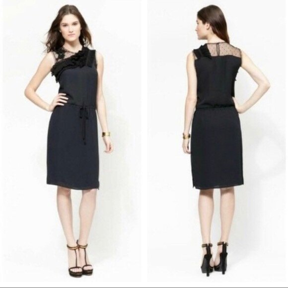 BCBGMaxazria Angeline Black Crepe Cocktail  Sheath Dress Medium - Picture 2 of 9